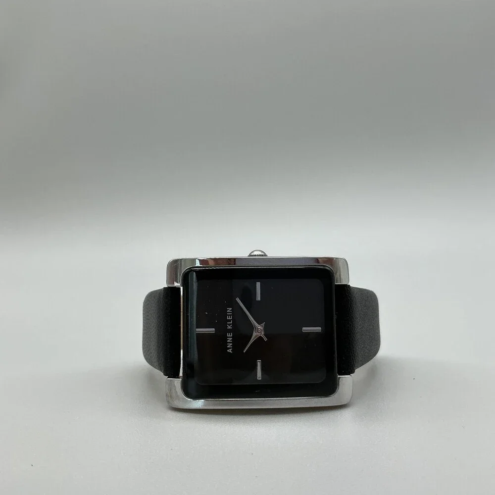 Anne Klein AK/2707 PC21J Womens Watch 28mm Black Dial Black Leather New Battery